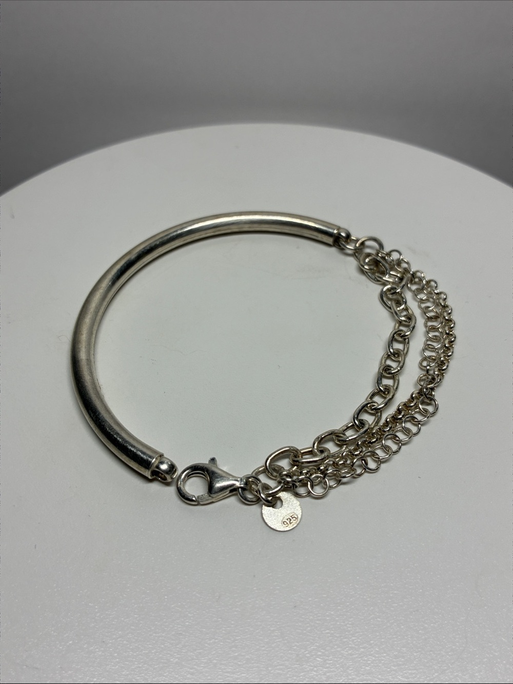 925 Sterling Silver Multi-Strand Chain, Half Cuff Bangle Bracelet